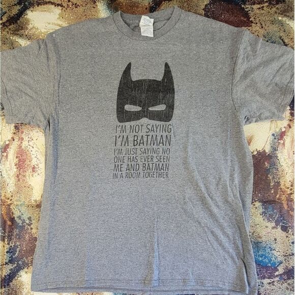 Batman Size Large I'm Not Saying I'm Batman Graphic T Shirt Short Sleeve Gray - Picture 1 of 14